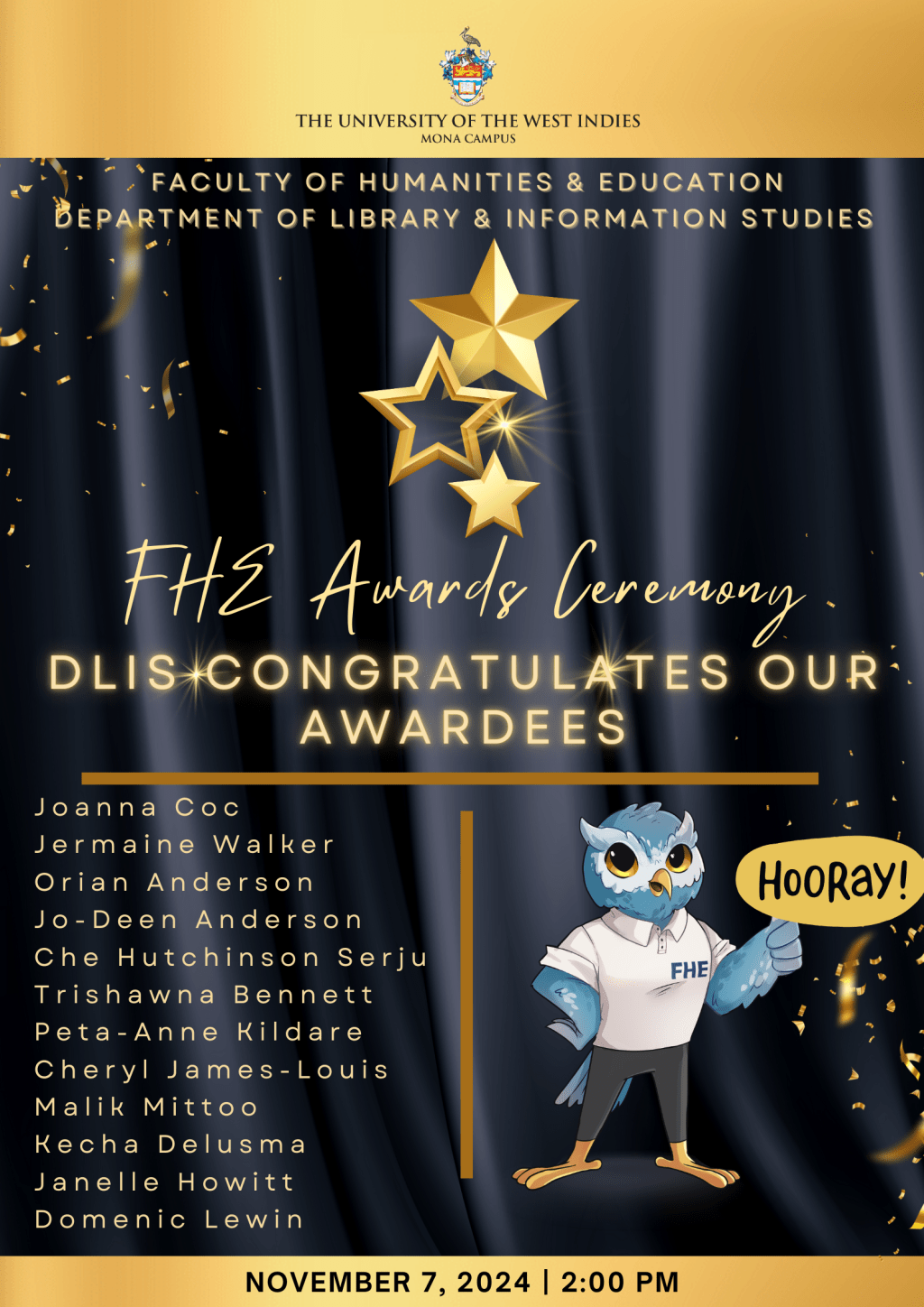 FHE Undergraduate Student Awards Ceremony; DLIS Recipients